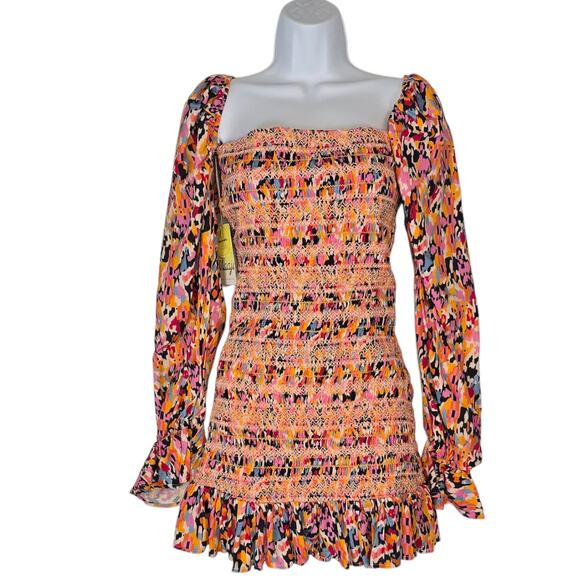 Maaji Prism Cat Marta Short Dress Smocked Mini 4 in 1 Wear Cut Out Tassels M NEW - Picture 5 of 16